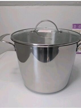 Princess House Stainless Steel Stock Pot with Glass Lid - Silver